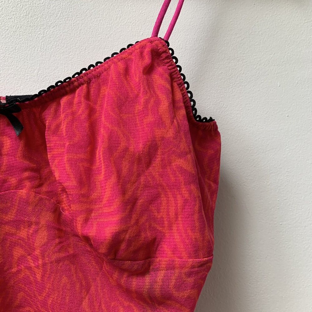 Urban Outfitters Pink Orange Mesh Button Up Top & Cropped Vest Size Large - Picture 7 of 16